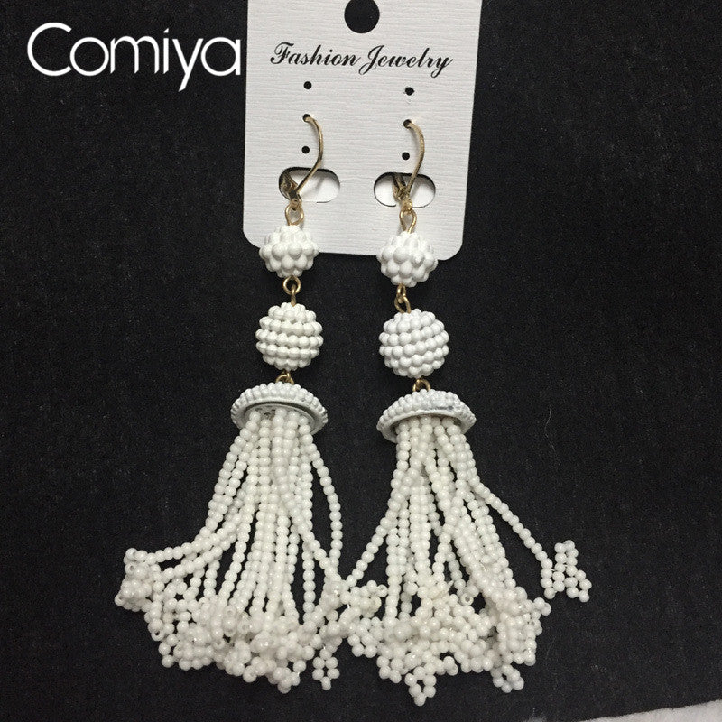 Comiya Beads Tassel Pendants Drop Earrings