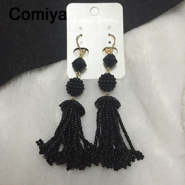 Comiya Beads Tassel Pendants Drop Earrings
