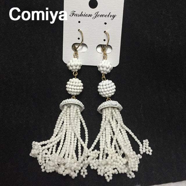 Comiya Beads Tassel Pendants Drop Earrings