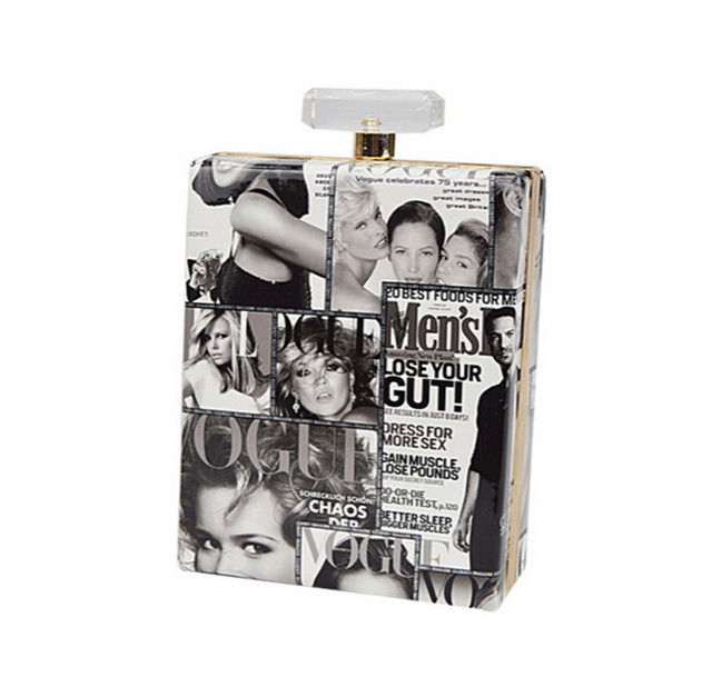 New Fashion Women Luxury 3D Lip Print Perfume Bottles Handbag Ladies Frame Day Clutch Wedding Party Evening Bag BH514