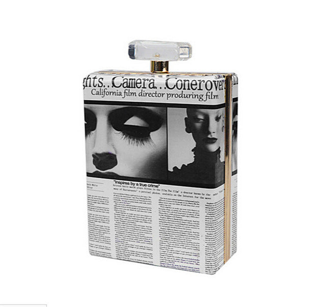 New Fashion Women Luxury 3D Lip Print Perfume Bottles Handbag Ladies Frame Day Clutch Wedding Party Evening Bag BH514