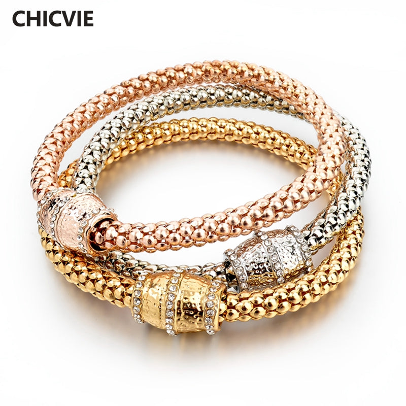 CHICVIE Punk Bracelets For Women Rose Gold Color Bracelet Femme Indian love jewelry