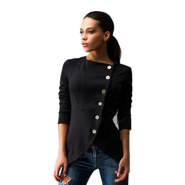 Women Fashion Outerwear Slim Button Casual Suit Lady Jacket Coat Outerwear Coats