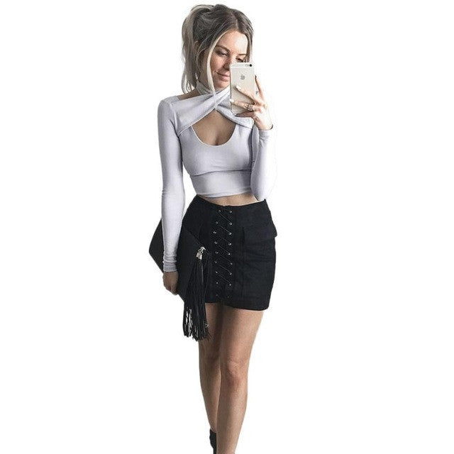 1PC Fashion Women Blouses Sexy Long Sleeve Crop Casual Blouse Elegant Lady Shirts Summer Tops Blusas #LSIN