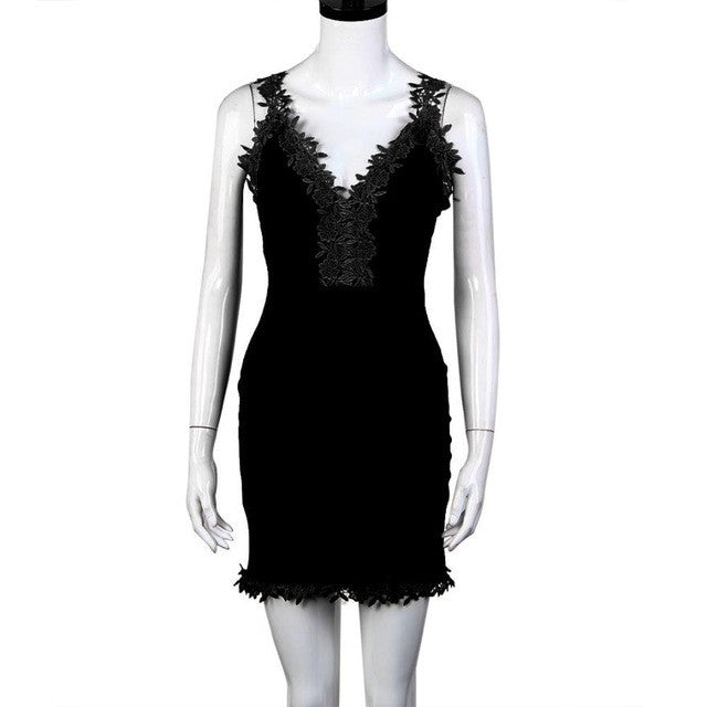 Women Fashion Summer Slim Sexy V-neck Lace Dress Tight Package Hip Strapless Bandage Dress S-XL vestidos de festa