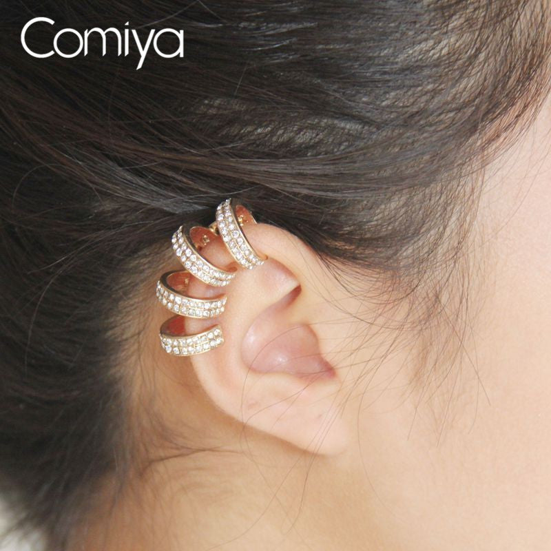 Comiya Charming Shiny Rhinestone Mosaic Earring Cuff  Ear Clips