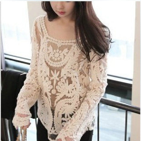 Transparent Lace blouse shirt pullover