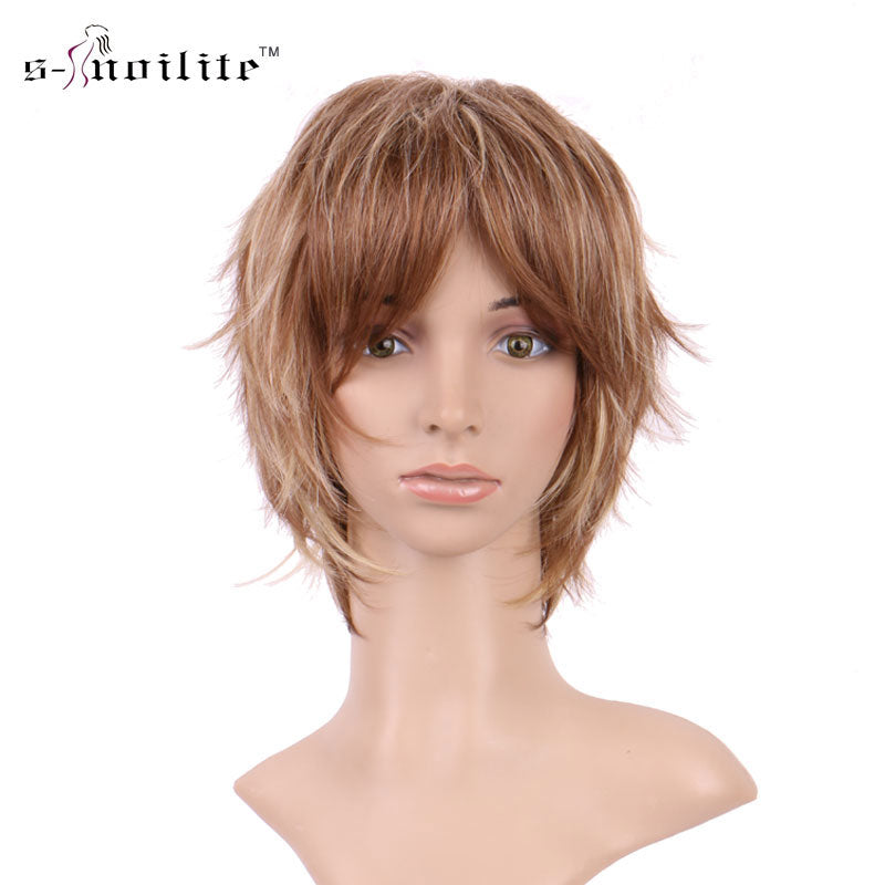 SNOILITE Women Synthetic Curly Daily Full Wigs Short Wig Ladies Cosplay Party Real Natural For Human Black Blonde Brown