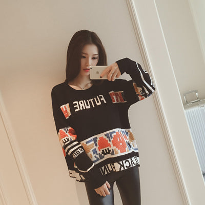 small fresh College Wind loose cartoon rabbit hair thick sweater female hedging