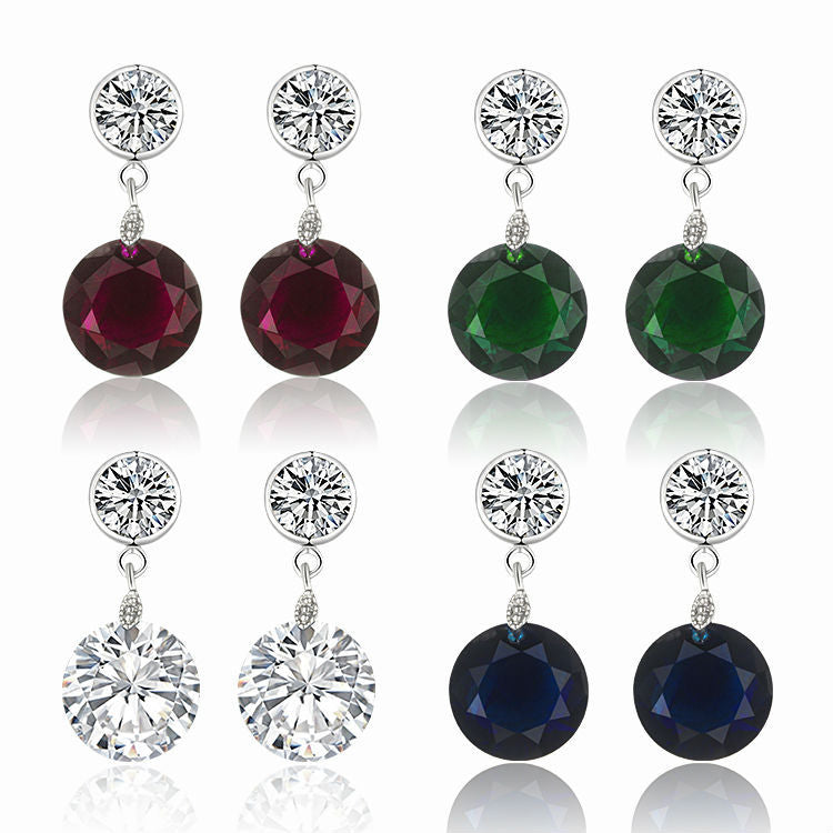 Crystal Zirconia Stud earrings for Women White gold color earings