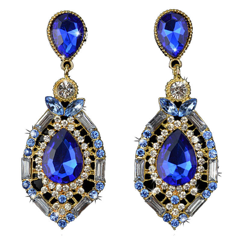 1 Pair Women Sparkling Crystal Teardrop Dangle Rhinestone Earrings beautiful accessories for you