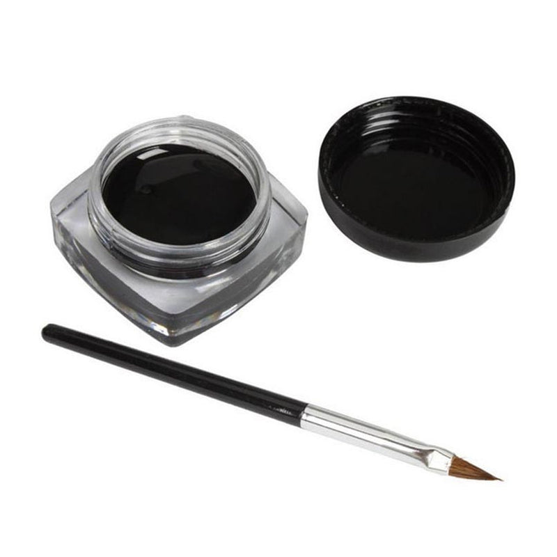 #Y# 1Pcs Brand New Black Long-lastingt Eye Liner Eyeliner Gel Makeup Cosmetic Eyeliners With Brush