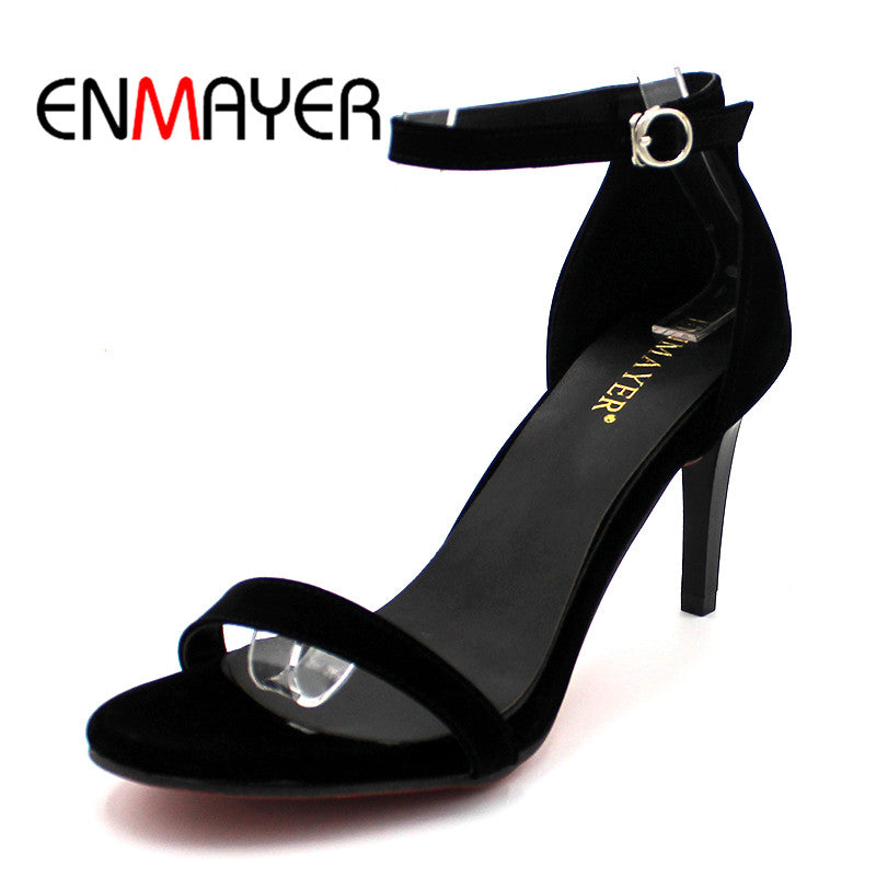 ENMAYER Fashion Peep Toe Pumps Plus Size Spring/Autumn Sexy Women Shoes Lady Ankle Strap Sandals Women Thin Heels Wedding Shoes