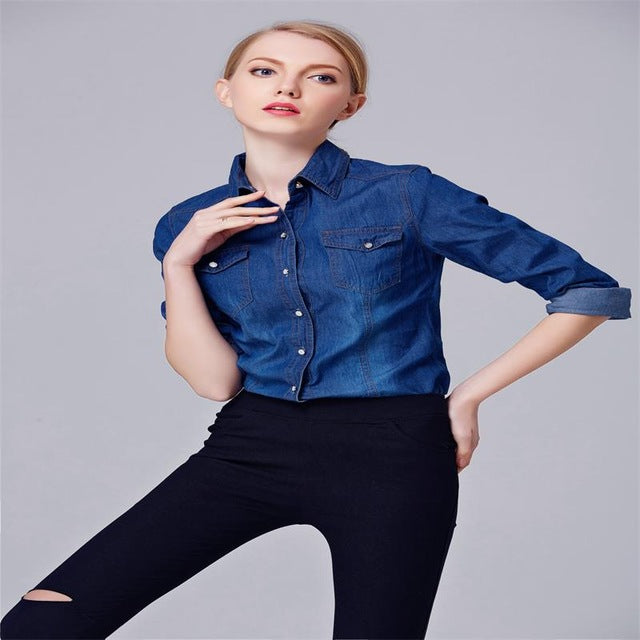 Denim Outerwear women new wild denim long-sleeved Outerwear