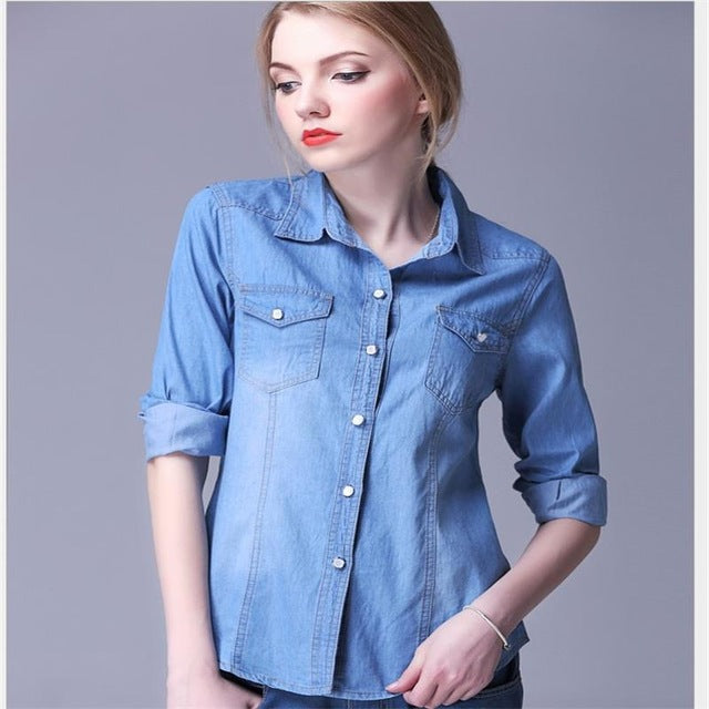 Denim Outerwear women new wild denim long-sleeved Outerwear