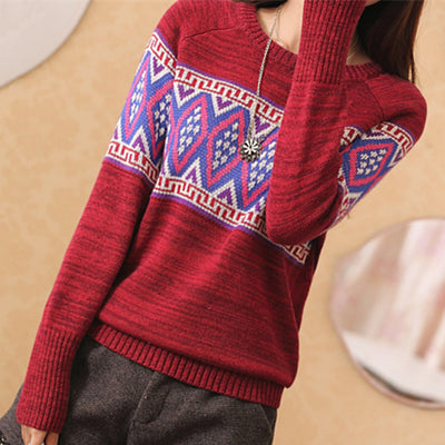 loose sweater  winter round neck long-sleeved sweater bottoming