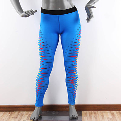 Hot Sale High Quality Print Striped  Pants Fitness Polyester Ladies  Tight Pants