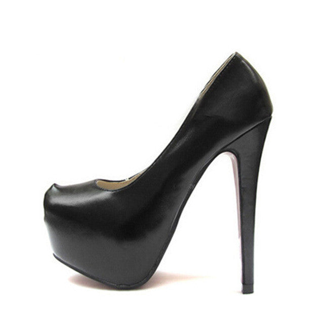 Merkmak Stylish Sexy High Heels Brand 14cm Heel Bottom For Women Shoes Wedding Party PU leather  Platform Shoes