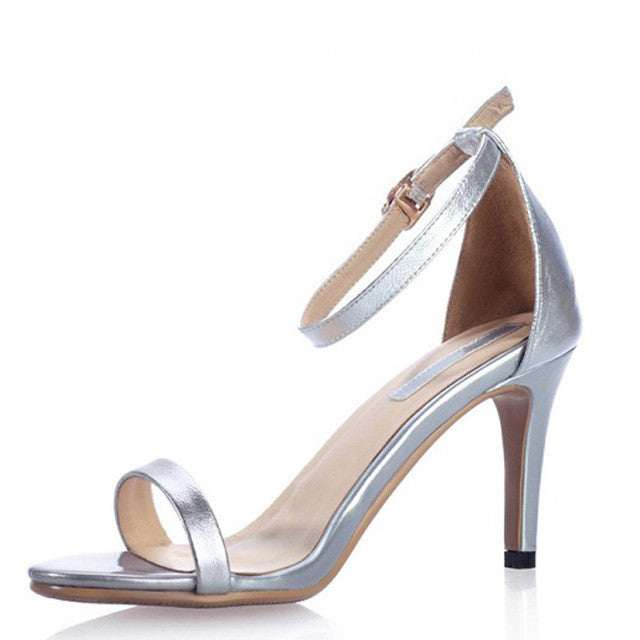 New 2017 Summer Vogue Gold Silver Women Classic Dancing High Heel Sandals Party Wedding Shoes for Ladies Office Work Thin Heels