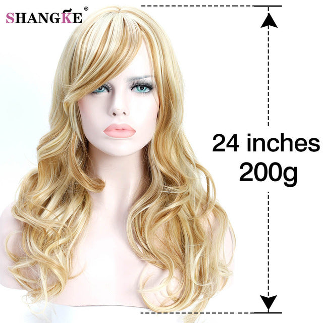 SHANGKE 26'' Long Wavy Colored Hair Wigs Heat Resistant Synthetic Wigs For Black White Women Natural Female Hair Pieces 7 Colors