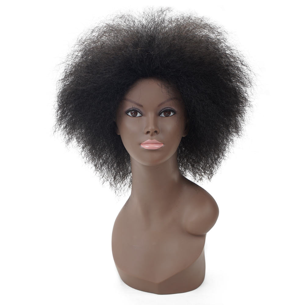 Silky Strands Kanekalon Kinky Curly Short Wigs For Black Women 6.5 inch Synthetic None Lace Natural Black Female Wigs