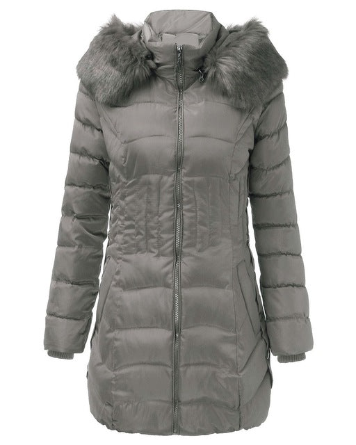 2017 New Winter Brand Ladies Winter Warm Down Coat Women Faux Fur Fleece Collar Hooded Zip Up Overcoat Women Long Jackets L-4XL