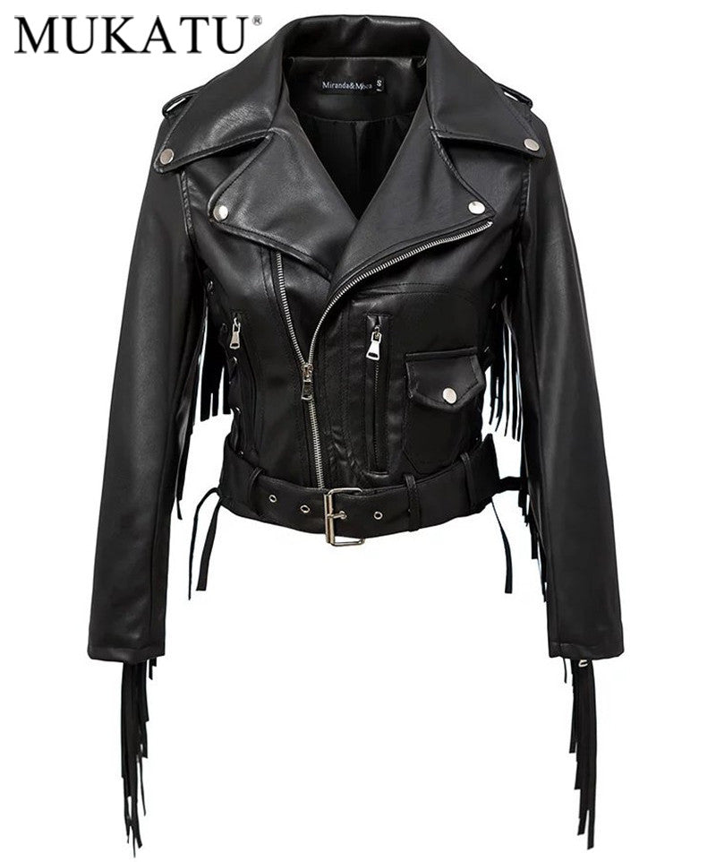 Women Autumn Motorcycle Faux Leather Jackets