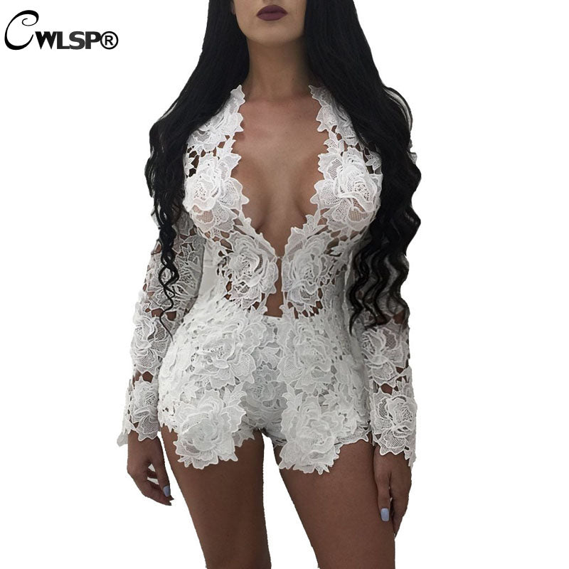 Solid Lace Two Pieces Set Women Summer Set Sexy V-Neck Patchwork Hollow Out Female Blouse Club Wear
