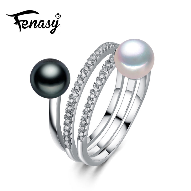 FENASY engagement ring,natural Pearl rings for women,new Freshwater pearl jewelry ring ,vintage ring fine jewelry