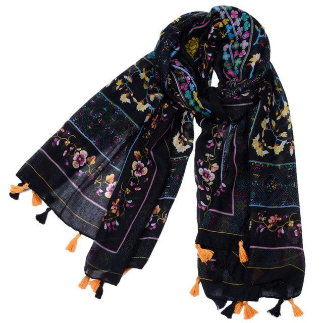 180*90CM High Quality Cotton Scarf Women Lady Shawl Tassel Printing Infinity Scarves  Mantilla Scarf Wrap Shawl