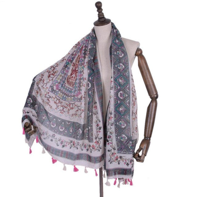 180*90CM High Quality Cotton Scarf Women Lady Shawl Tassel Printing Infinity Scarves  Mantilla Scarf Wrap Shawl