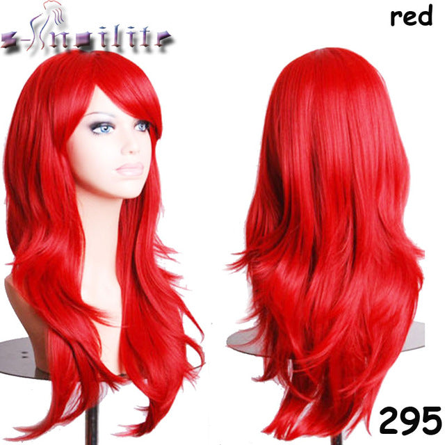 S-noilite 22 inches Nature Wave Synthetic Non Lace Front Wigs Soft Glueless Heat Resistant Fiber Full Head Wig For Women