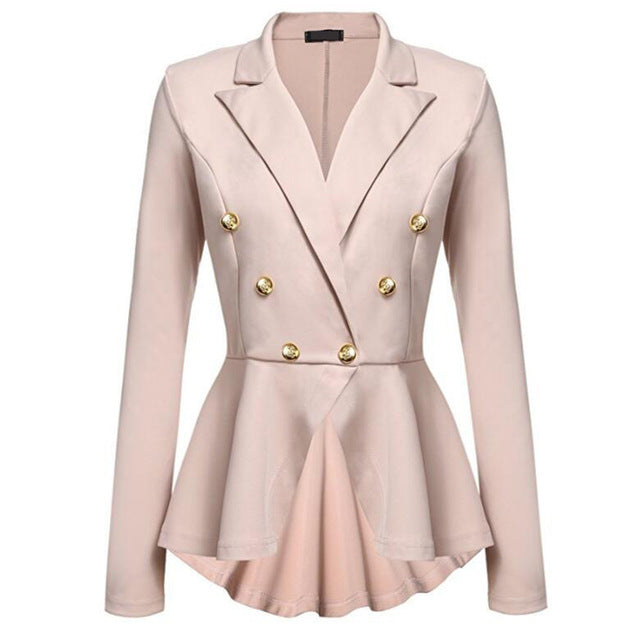 2017 Women Jacket Suit Blazer Spring Irregular Slim OL Double Breasted Suit Blazer Femme Basic Coat Jacket Casual Outwear