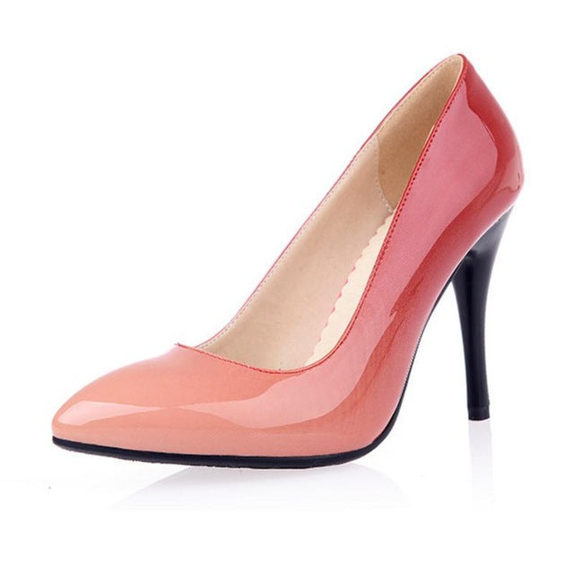 TAOFFEN women stiletto high heel shoes patent leather lady sexy spring female heeled pumps heels shoes big size 32-44