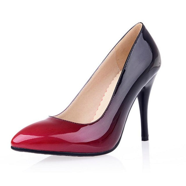TAOFFEN women stiletto high heel shoes patent leather lady sexy spring female heeled pumps heels shoes big size 32-44