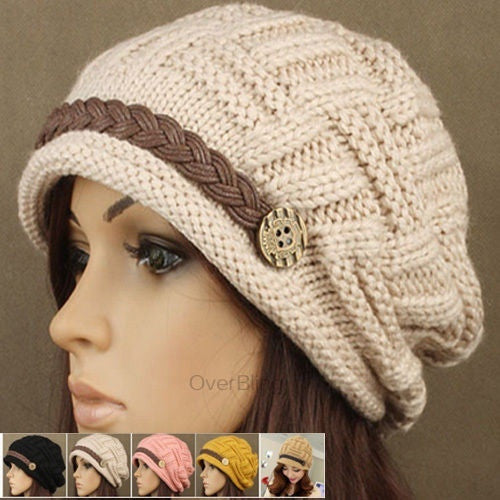 Fashion Women&#39;s Kintting Beanie Warm Casual Solid Hat Cap Winter Hats for Girls