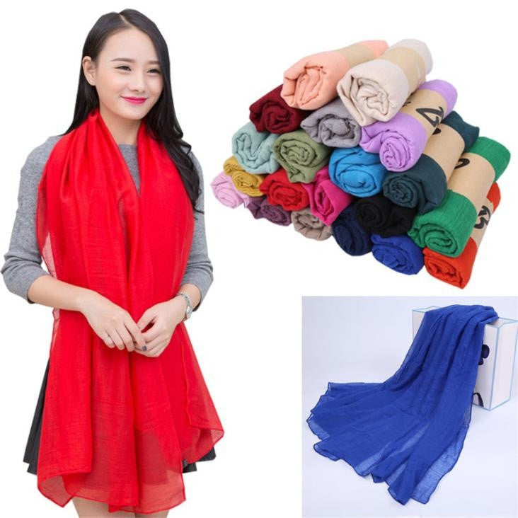 Women's 180*100CM Cotton &amp; Linen Scarves New Fashion Designer Solid long Cotton Blend Casual Scarves For Ladies