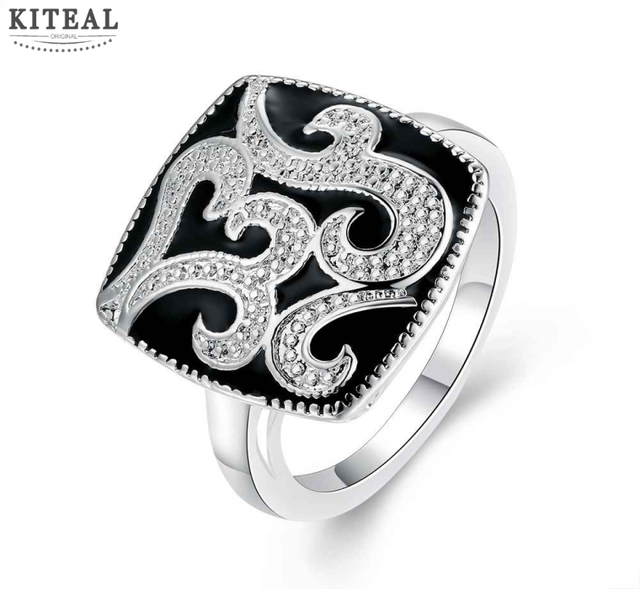 silver wedding ring Square baking bague femme fine fashion jewelry