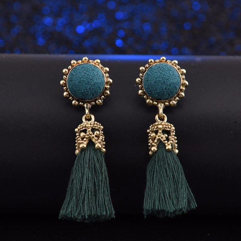 1 Pair Antique Jewelry Round Crystal Silk Long Tassel Earrings For Women 2017 Wholesale Vintage Jewellery Accessories earring