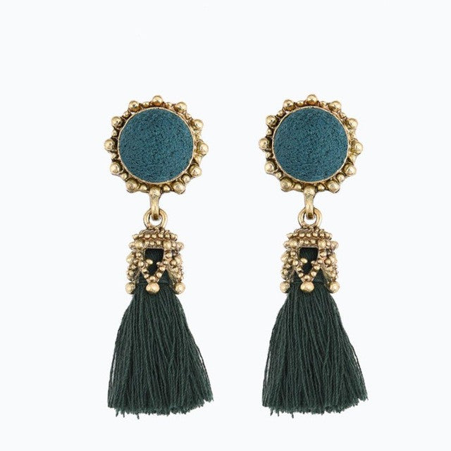 1 Pair Antique Jewelry Round Crystal Silk Long Tassel Earrings For Women 2017 Wholesale Vintage Jewellery Accessories earring