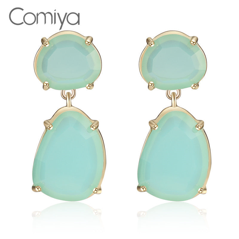 Comiya Elegant Zinc Alloy Resin Geometric Gold color Drop Earrings