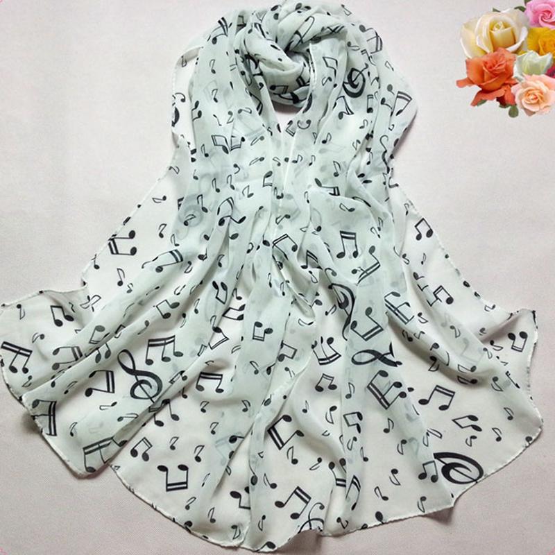 Lady Musical Note Chiffon Neck Scarf Shawl Muffler Scarves