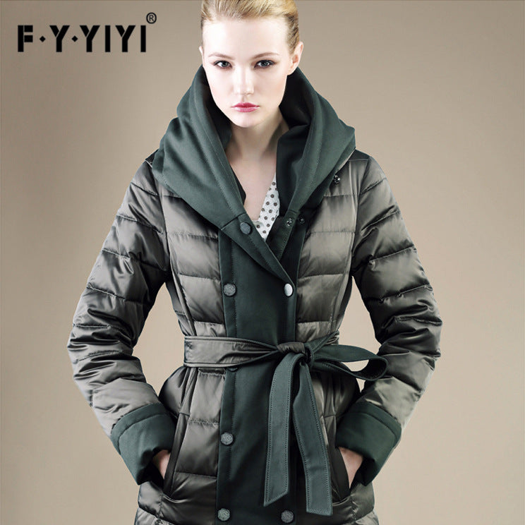 Winter Jacket, Long Slim Waist Thickened Europe Hooded Female Anti Season Stockpile