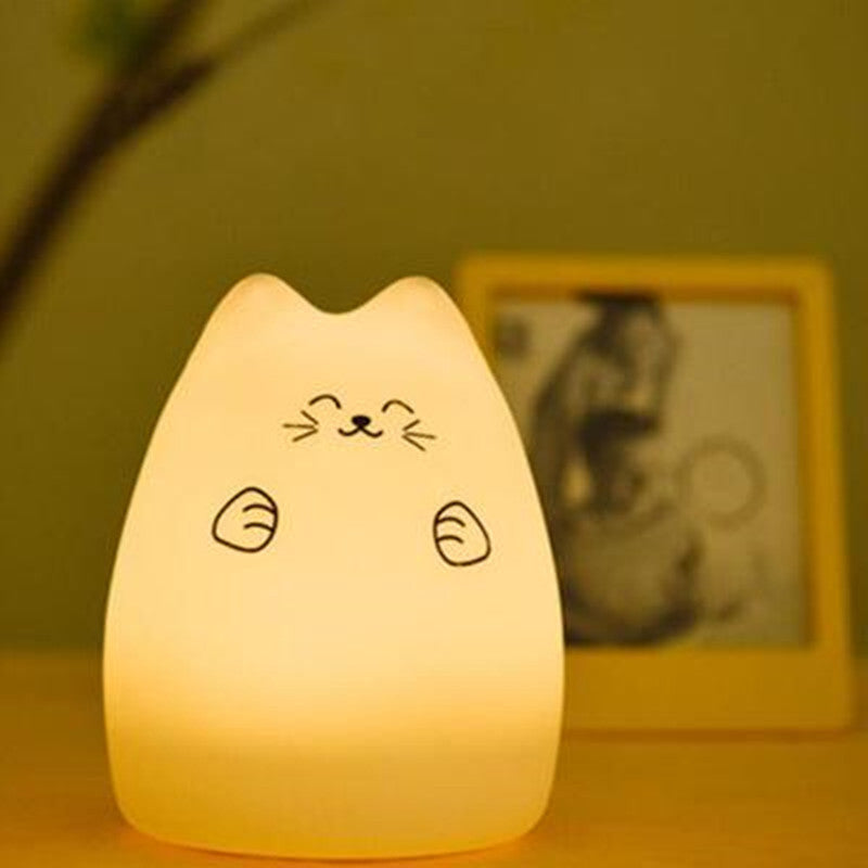 Silicone Soft  Cartoon Cat Led Lamp