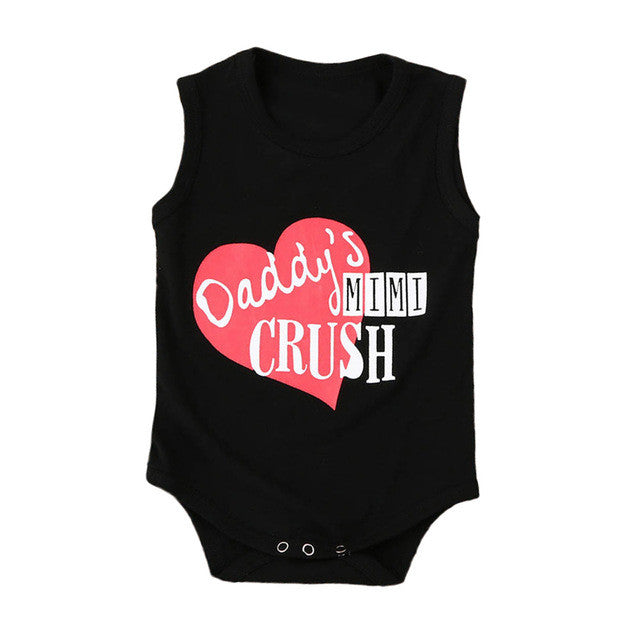 0-24M Summer Newborn Infant Baby Girls Clothes Sleeveless Romper Letter Print Jumpsuit Playsuit Summer Baby Red Heart Clothes