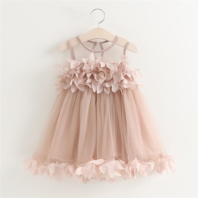 Cute Dress for Girls Summer Kids Princess Pageant Floral New Yarn Dresses Sleeveless Clothing for Girls