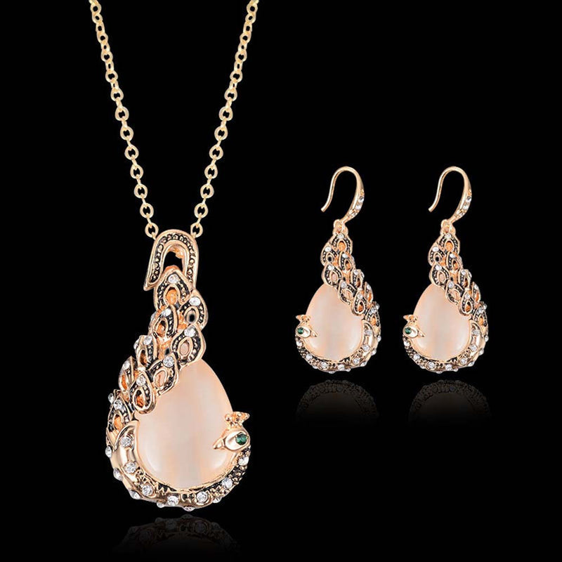 Bridal Crystal Wedding Jewelry Set Alloy Necklace Earrings Rhinestone