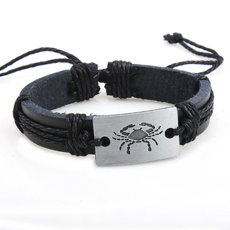 12x/lot Adjustable Leather Bracelets Round Bangle Charm Mens Cuff Jewelry