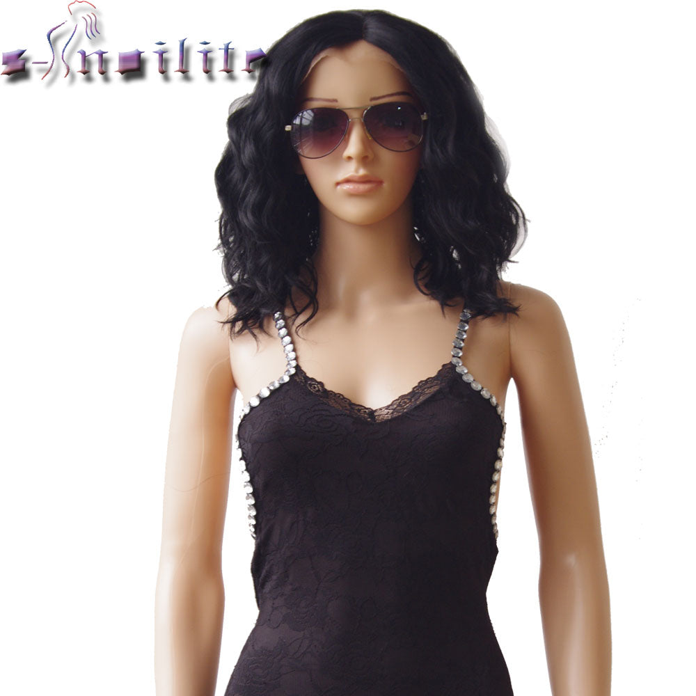 S-noilite Natural Swiss Lace Ombre Wig Synthetic Hair Short  Lace Front Wigs for Black Women Bob  Hair