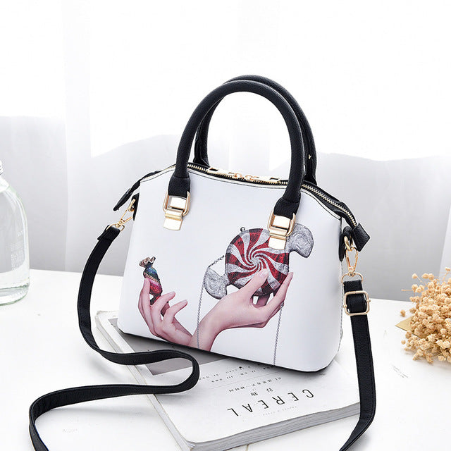 Elegant Women Printing Leather Handbags Embossed Perfume Pattern Shoulder Bag Fashion Phantom Bag Female Casual Tote Bag Bolsos